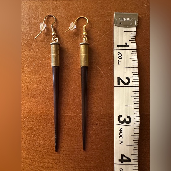South African Quill and Brass Bullet Casing Earrings. Beth Dutton. Yellowstone - Picture 2 of 3